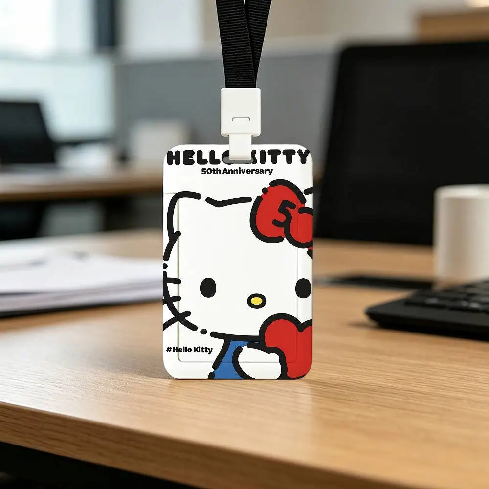 Cute Cat H-Hello K-Kitty NFC Contactless Sliding Card Sleeve For Student Cards, Bus Cards, ID Cards, And Work Permits