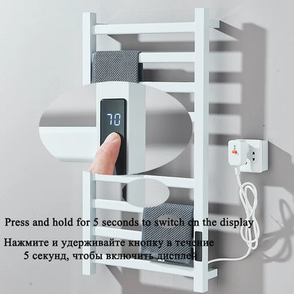 Black/White Electric Towel Rack With Digital Display Touch Temperature&Time Control Smart Heated Towel Rail Towel Warmer