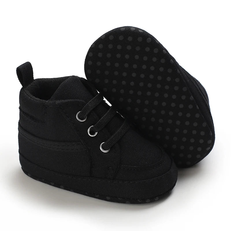 Baby Boys Girls High Top Canvas Sneakers 0-1 Year First Walker Soft Bottom Comfortable Casual Sports Newborn