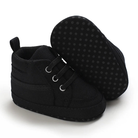 Baby Boys Girls High Top Canvas Sneakers 0-1 Year First Walker Soft Bottom Comfortable Casual Sports Newborn