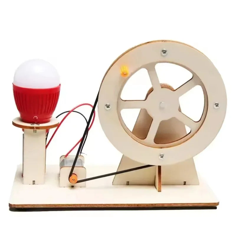 DIY Hand Crank Generator Science Kit STEM Educational Toy for Kids Wooden Physics Experiments to Learn Electricity & Renewable