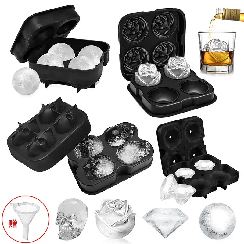 3D Skull Diamond Ice Ball Silicone Mold Tray for Whiskey Cocktail Easy Demold Reusable Bar Party Supplies Reusable Bar Party