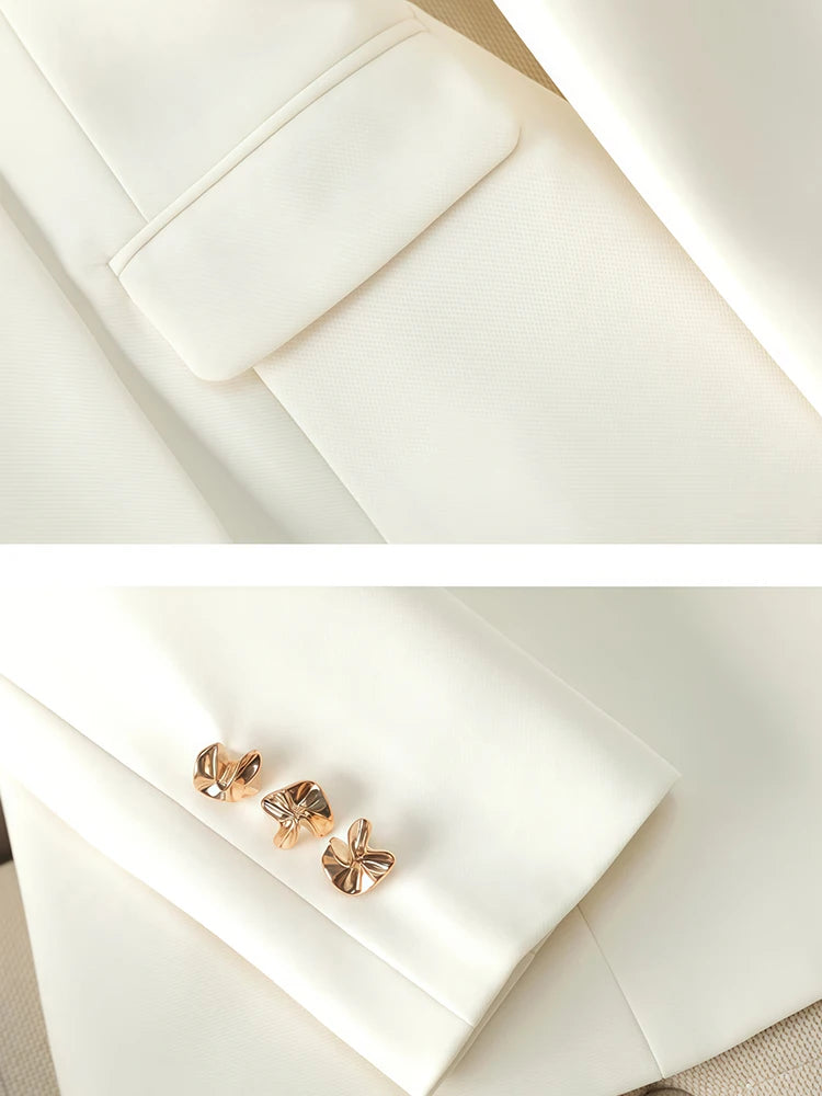 2Pcs Women's Temperament Set Long Sleeved Suit Casual Pants Fashion Slim Work Clothes For Business Commuting Work Events