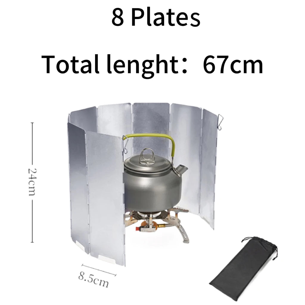 8/10/12/14/16Plates Stove Windscreen Aluminum Alloy Stove Wind shield with Drawstring Bag For Camping Burner Windproof Screen