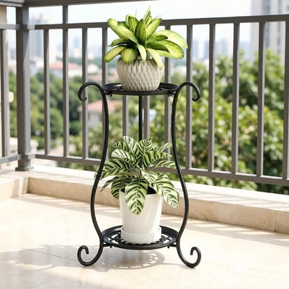 Elegant  Metal Flower Stand, European Style Floor Plant Display Rack, Multi-tier Flower Pot Holder for Home Garden Balcony