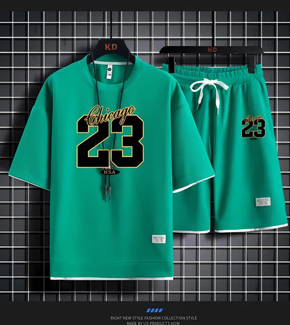 The 2025 summer new men's set features street fashion casual comfort softness breathability and 3D digital pattern printing