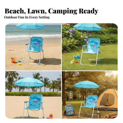 Kids Beach Chair with Umbrella Portable Children Camping Chair Sun Protection Lightweight Kid Parasol Chair for Outdoor Camping