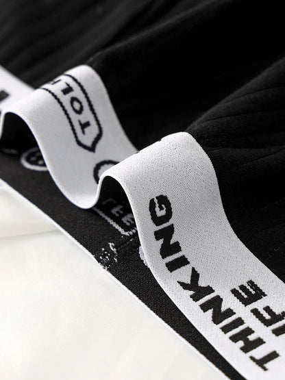 4-Pack Men's Cotton Briefs - “HELLO” & “THINKING LIFE” Waistbands, 4 Colors