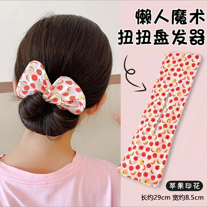 Cute Children's Hair Straightener, Adjustable Headband Hair Clip, Bow Twist Clip Hair Straightener, Meatball Headband Accessory