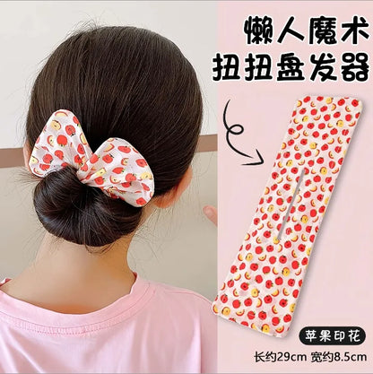 Cute Children's Hair Straightener, Adjustable Headband Hair Clip, Bow Twist Clip Hair Straightener, Meatball Headband Accessory