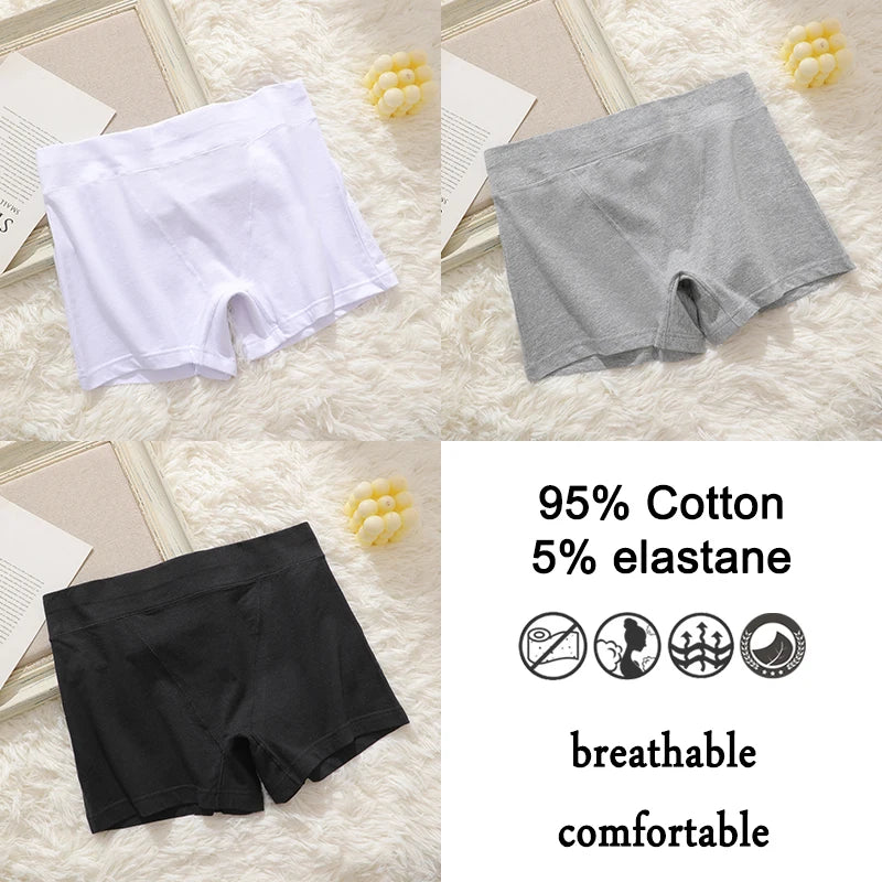 3Pcs Women Cotton Safety Short Seamless Boxer Briefs High Waist Soft Skin Friendly Ladies Anti-Ride Leggings Under Dress Panties