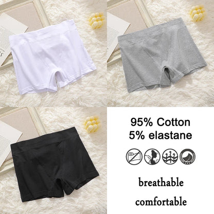3Pcs Women Cotton Safety Short Seamless Boxer Briefs High Waist Soft Skin Friendly Ladies Anti-Ride Leggings Under Dress Panties
