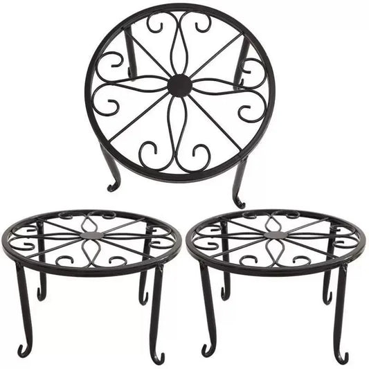 Ornate Hollow-Out Iron Plant Stand Set – Decorative Garden Planter Holder for Indoor & Outdoor Use, Ideal for Balcony, Corridor