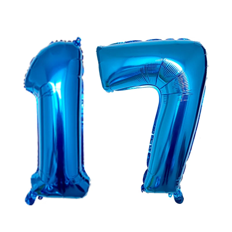 2Pcs 32 Inch Gold Silver Black Blue Red Helium Foil Number Balloon 16 17 18 19 20 21 Happy Birthday Party Decoration Supplies