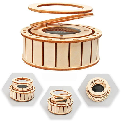 DIY Solar-Powered Double-Ring Rotating Toy Kids Fun Tech Handmade STEM Science Experiment Wooden Assembly Educational Gift