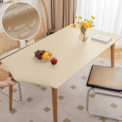 Waterproof Table Cloth Picnic Elastic PU Leather Fitted Edged Table Cloth Stretch Square/Rectangle Table Cover Wipe-Clean