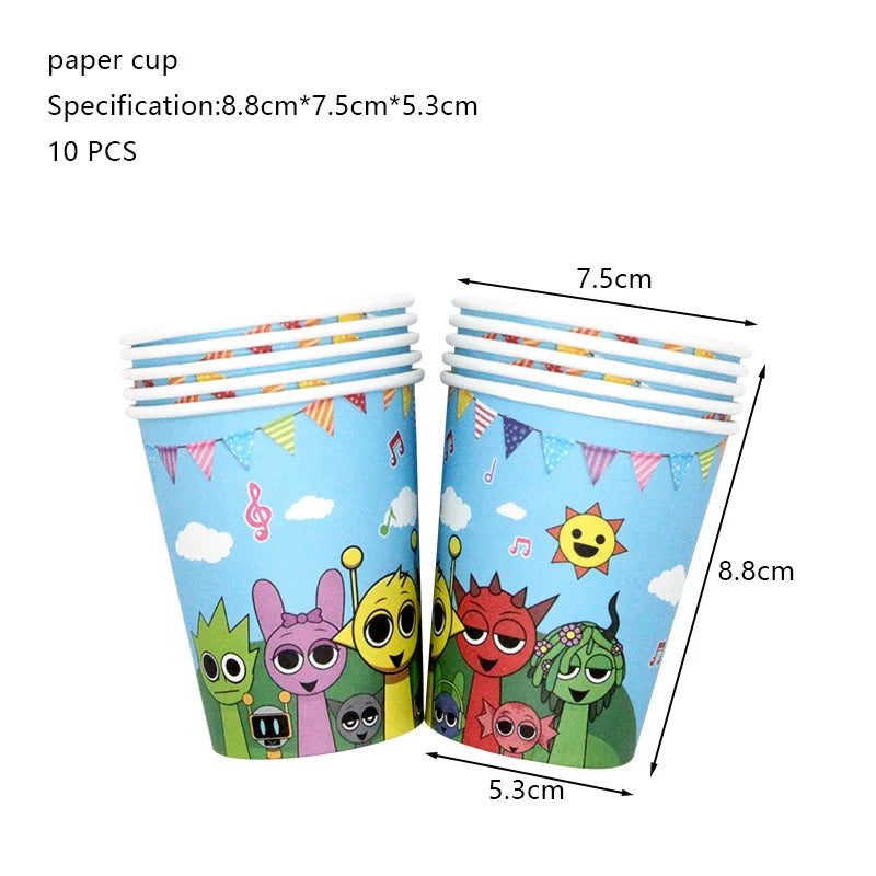 Sprunki Birthday Party Decoration Incredibox Latex Aluminum Foil Balloon For Kids Event Supplies Banner Disposable Tableware