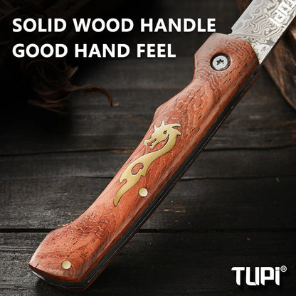 Damascus Steel Folding Knife, High-hardness Forged Knife, Pocket Folding Knife for Outdoor Camping Hiking,Portable Pocket Knife