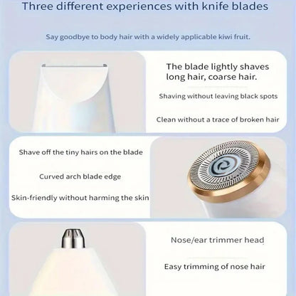 Multi Functional 3-in-1 Shaver, USB Charging, Underarm Hair Removal Device, Women's Home Eyebrow Trimmer, Nose Hair Trimmer