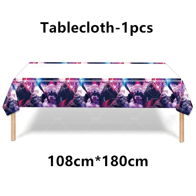 Monster Godzillaed Vs King Konged Happy Birthday Decoration Party Supplies Balloons Banner Backdrop Cake Topper Cup Plate Napkin