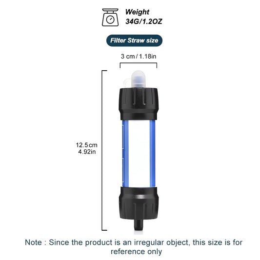 Reusable Straw Water Filter for Outdoor Camping Emergency Portable Water Filter with Medical-Grade Hollow Fiber Tech