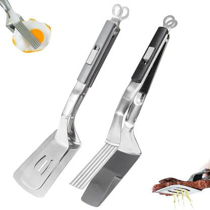 Stainless Steel Steak Clip Egg Flipper Spatula Barbecue Meat Clamp Flipping Bread Steak Fish Clip Spatula Kitchen Cooking Tongs