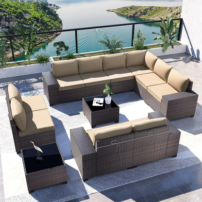 12 Piece Patio Furniture Set, Outdoor Wicker Sectional Sofa, Customized