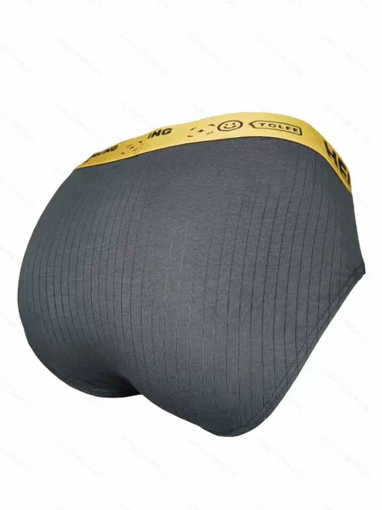 4-Pack Men's Cotton Briefs - “HELLO” & “THINKING LIFE” Waistbands, 4 Colors