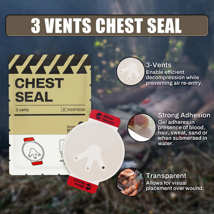 Rhino Rescue Chest Seal Medical Prevent Puncture Wounds Dressing Pneumothorax Emergency First Aid Trauma