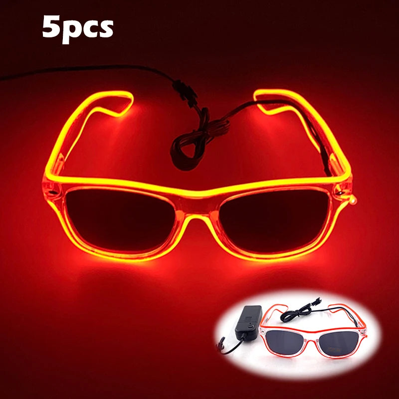 1PC Light Up LED Glasses Glow Sunglasses EL Wire Neon Glasses Glow in The Dark Party Supplies Neon Party Favors for Adults