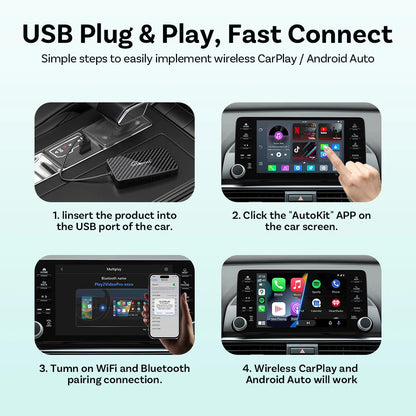 OTTOCAST Play2 Video Pro Wireless Carplay Adapter Android Auto Video Ai Box Built in Youtube Netflix for Car with Wired Carplay