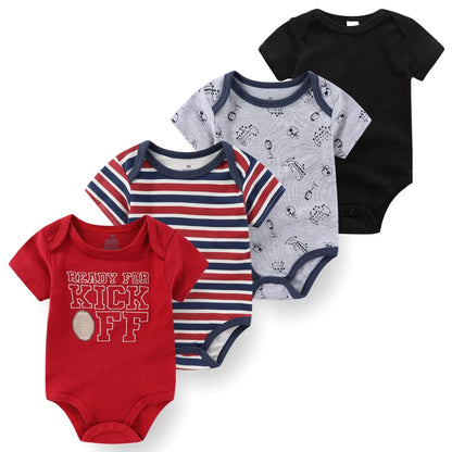4Pieces Newborn Baby Boy Clothes Cartoon Cotton Romper Summer Short Sleeve Baby Girl Clothes 0-12M Print Bodysuit Bebes