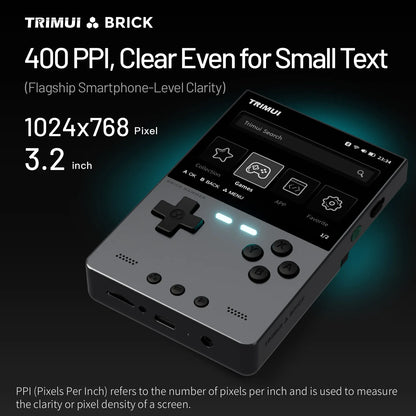 TRIMUI Brick Hammer Portable Handheld Game Player CNC Full Metal 3.2'' IPS Screen Retro Games Linux System Video Gaming Device