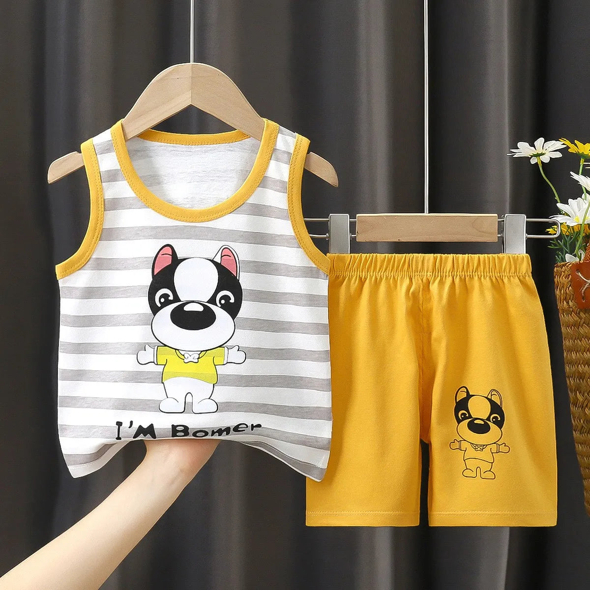 Summer Children's Vest Set Pure Cotton Baby Sleeveless Vest 2-piece Clothes Boy's Clothing Set Baby Toddler Clothing For Boy