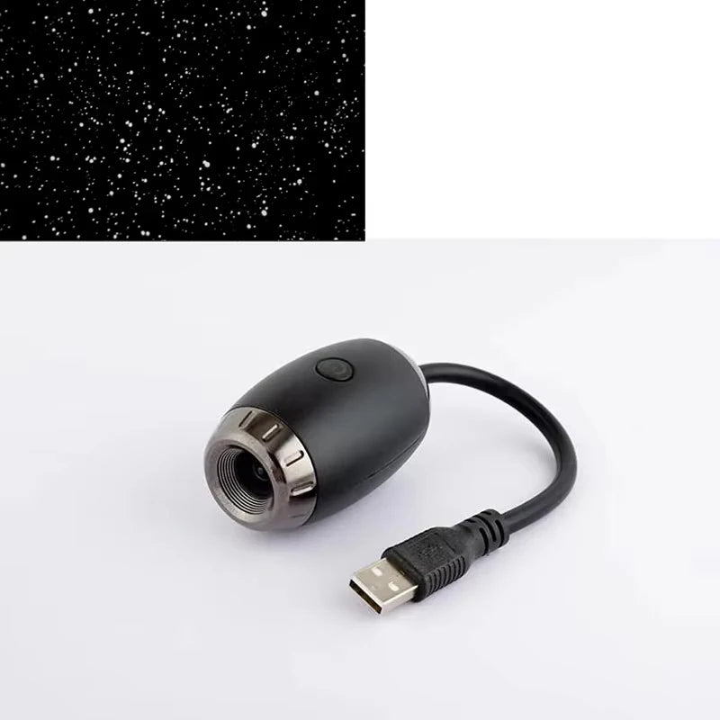 Romantic LED Starry Sky Night Light USB Powered Saturn Galaxy Projector Lamp for Car Roof Party Room Ceiling Decor Plug and Play