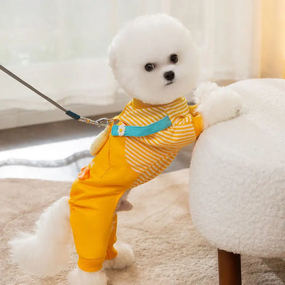 Striped Dog Romper Jumpsuit | Luxury Puppy Costume Sweatshirt | Chihuahua & French Bulldog Outfit