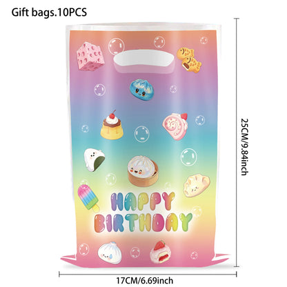 Squishy Bao Bun Themed Birthday Party Decorations Set Tableware Paper Plates Cups Cute Squishy Gift Bags Balloon Banner Supplies