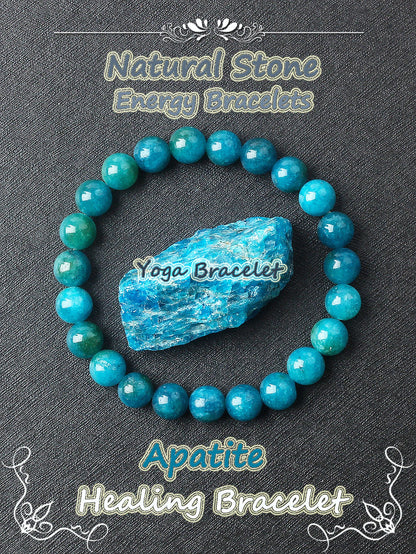 Original Natural Stone Beads Bracelet Men Women Reiki Blue Apatite Lapis Lazuli Amethyst Yellow Tiger Eye Beads Bracelet Jewelry