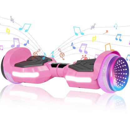 Commugo Electric Scooter All Terrain Self-Balancing Scooter with Bluetooth Speaker and LED Lights, 300W X 2 Hoverboard 7.5mph for kids adults