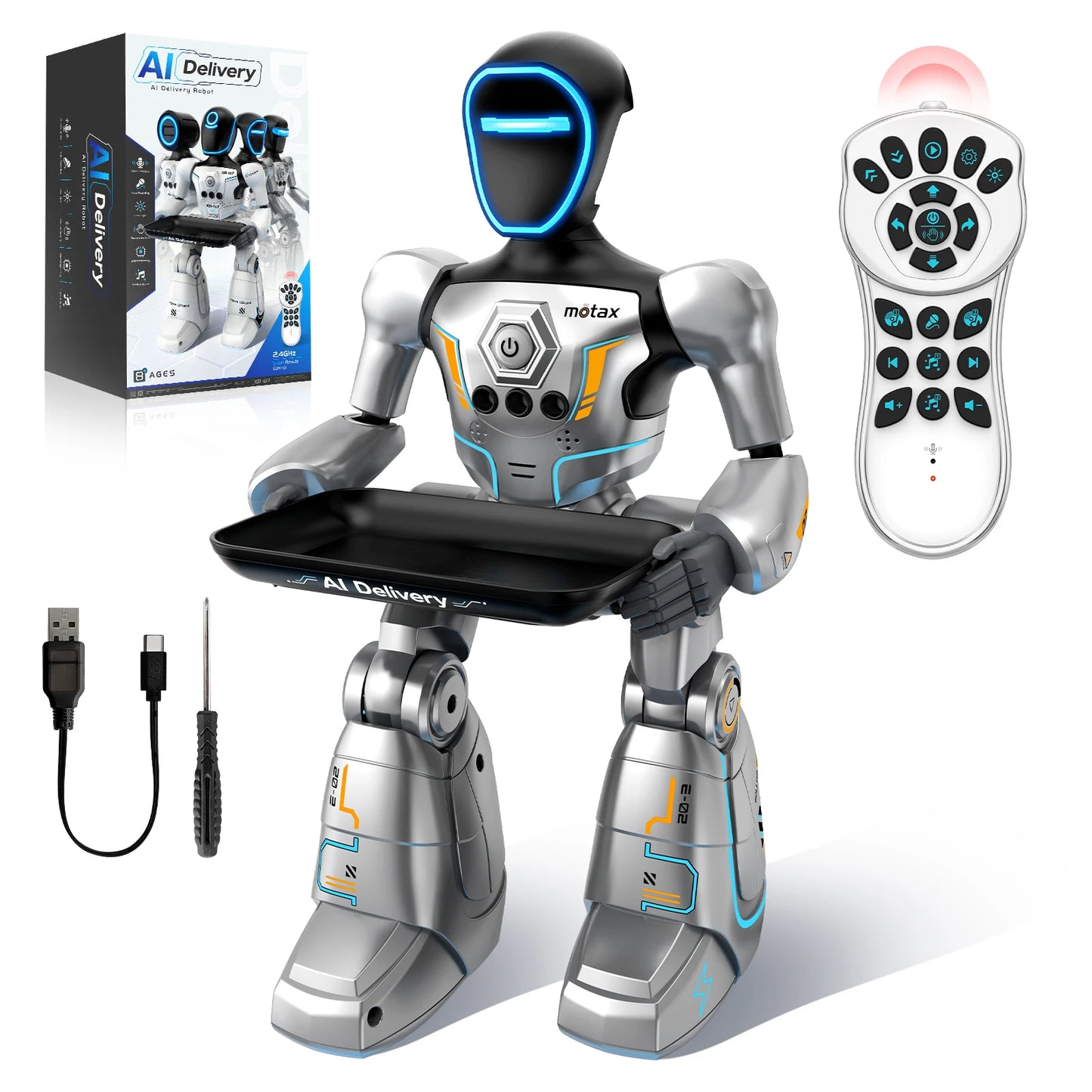 2.4G AI Smart Delivery Robot Gesture Voice Control Recording Programming LED Dancing Robot Christmas Toy Gift for Children
