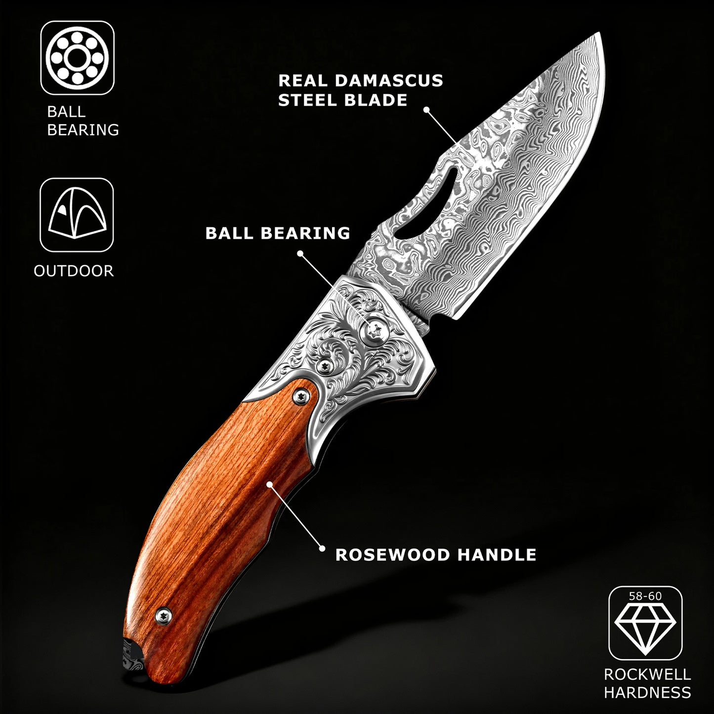 Folding knife 67-layer Damascus Folding Pocket knife with Wooden handle EDC Tools Outdoor Camping Survival knife