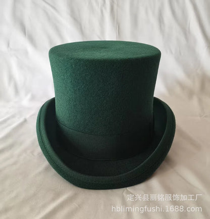 100% Wool Magic Top Hat & President Derby, Felt Jazz Cap & Equestrian Style, Gentleman Formal Hat Collection