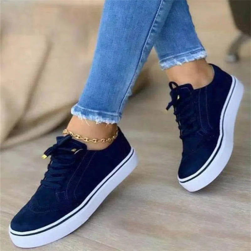 New Women's Low-top Vulcanized Shoes Round Toe Casual Shoes Flat Shoes Versatile Comfortable New Women Flat Fashion Sneaker