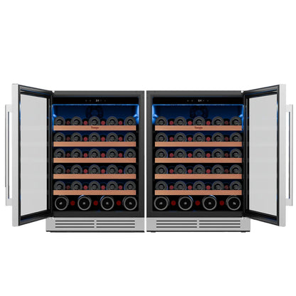 52 bottles wine cooler 5.12 Cu.ft compressor air cooling single temperature zone wine mini fridge With blue light ＆ door lock ＆ automatic defrosting