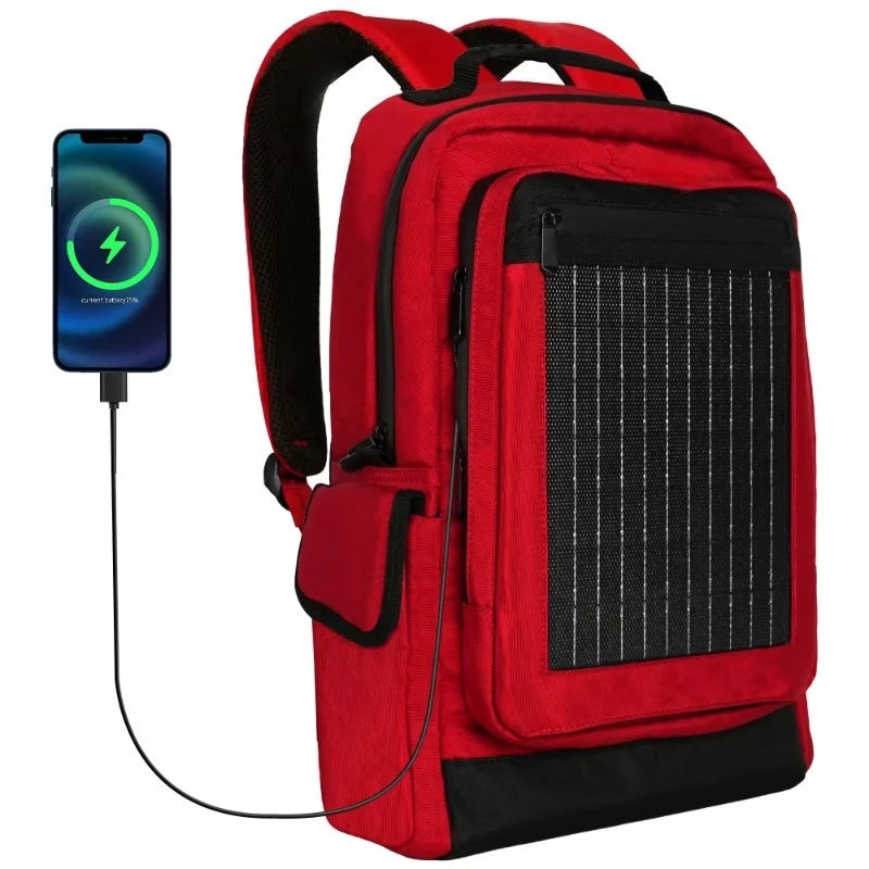 High-tech Unisex Portable Solar Backpack with Charging Port Smart Outdoor Bag Powered by Solar Panels