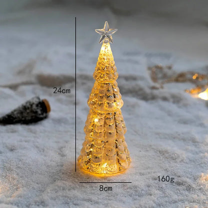 Glowing Glass Christmas Tree Ornaments Home Luminous Desktop Decoration Led Night Light Party Xmas Decorations Festival Kid Gift