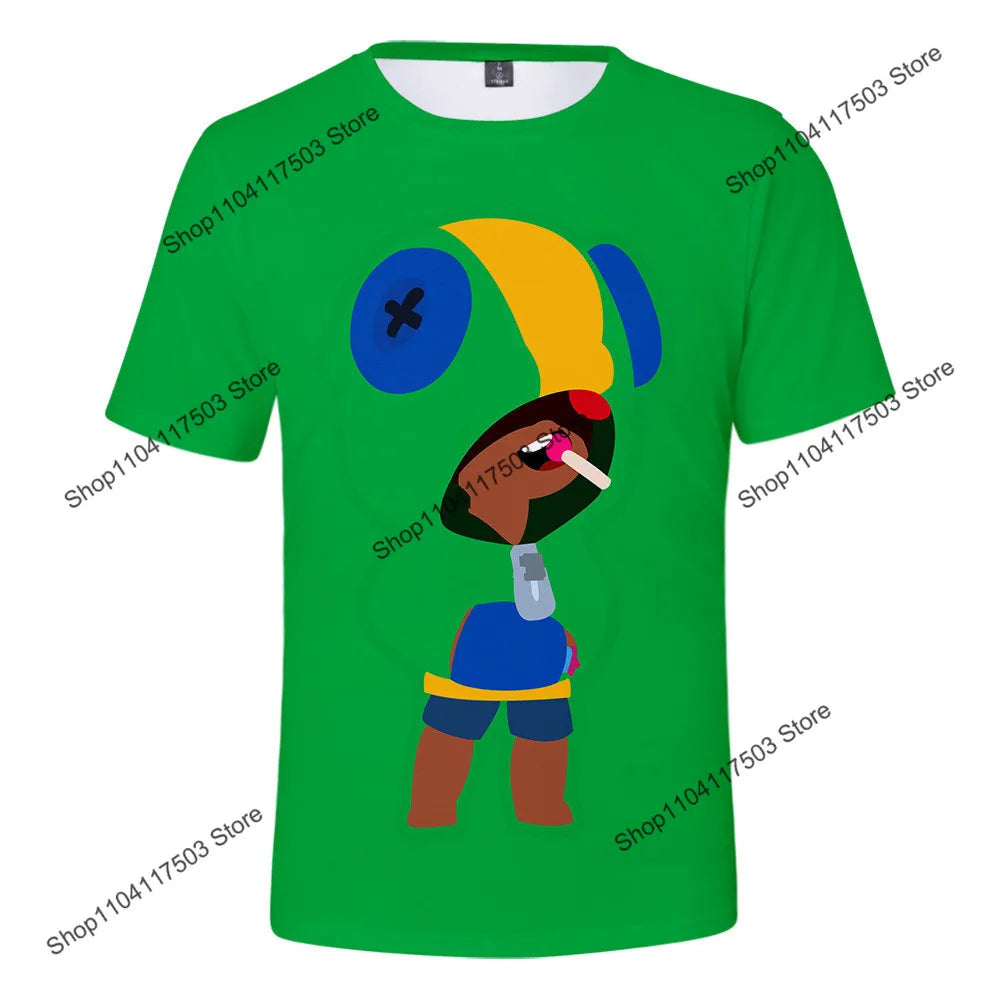 Kids' Game Character Graphic T-Shirt | Short Sleeves & Crew Neck | Casual Wear & Streetwear
