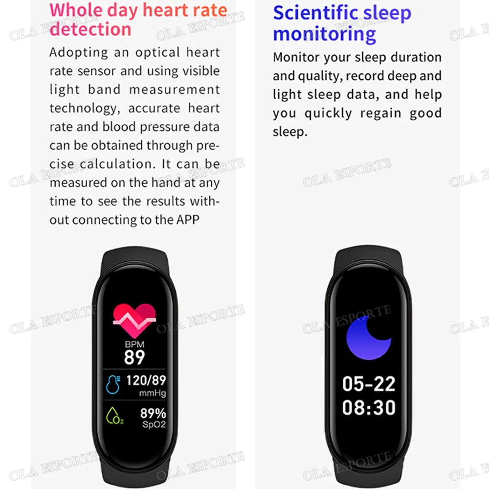 M7 Smartwatch Heart Rate Blood Pressure Monitoring Smart Watch Men Women Fitness Tracker Watch Waterproof Sports Smart Wristband