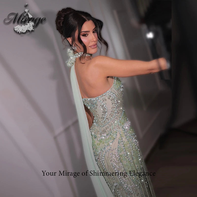 MIRAGE Luxury Mermaid Corset Party Dress Shinny Crystal Evening Dresses Tassel Celebrity Prom Dress robes de soiré Customized