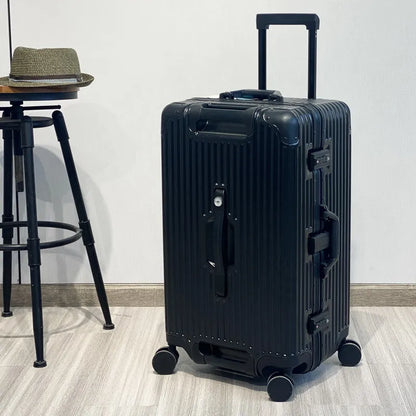 KLQDZMS Aluminum Frame Suitcase Large Capacity Trolley Case 26"28"30"32 Inch Cart Type Travel Bag Universal Wheel Luggage